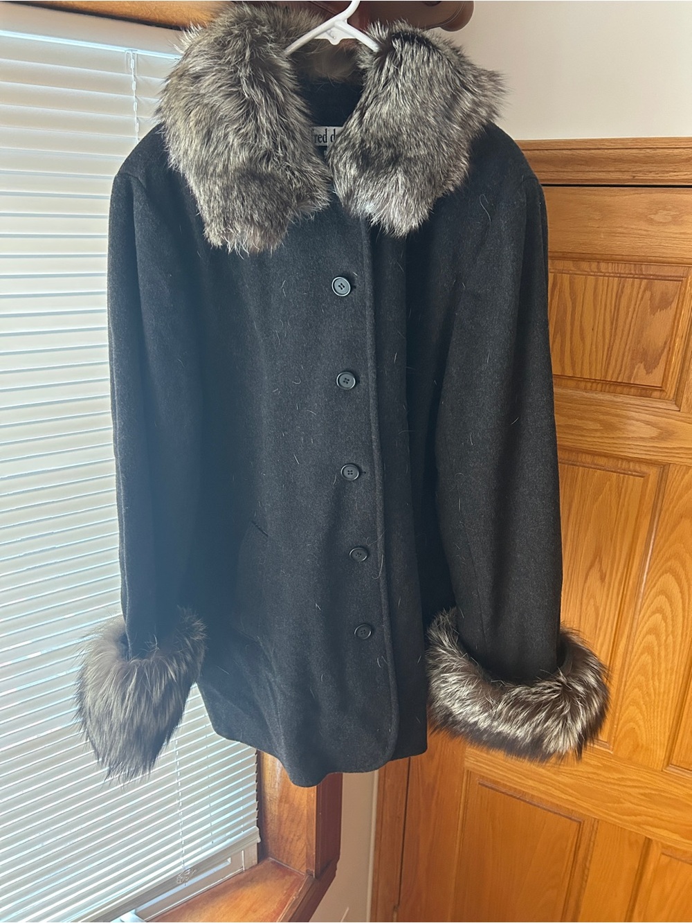Alfred dunner real fur trim wool jacket